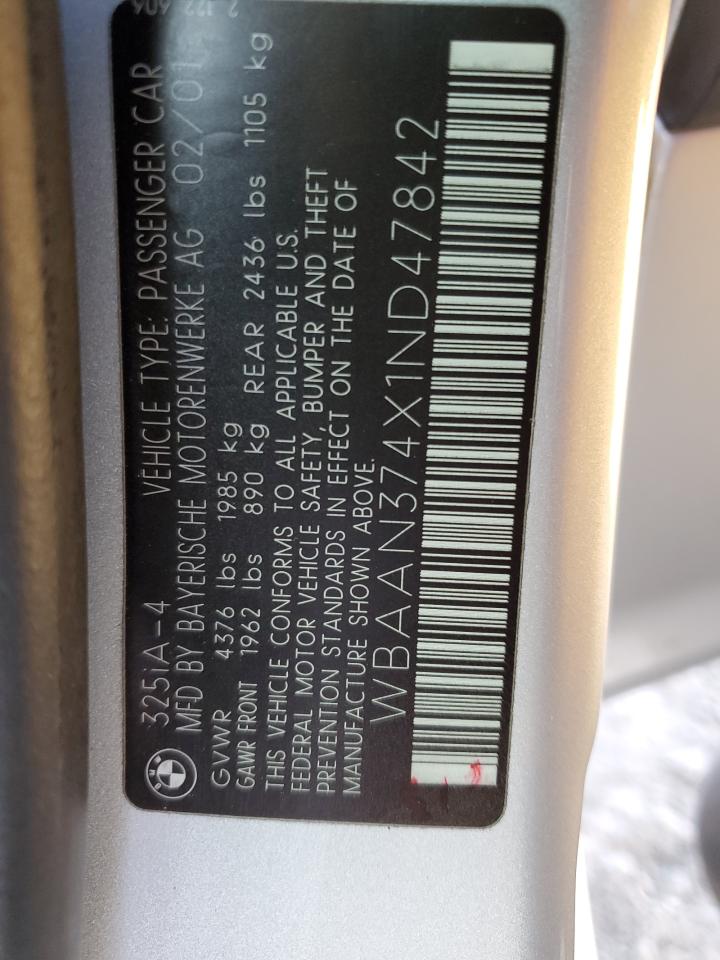 WBAAN374X1ND47842 2001 BMW 325 I