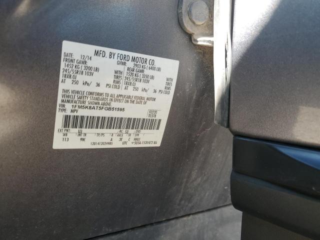 2015 Ford Explorer Police Interceptor VIN: 1FM5K8AT5FGB51595 Lot: 57062234