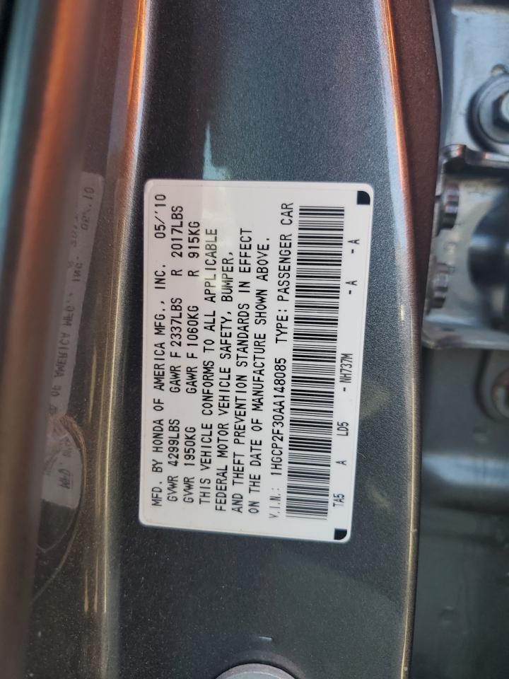 1HGCP2F30AA148085 2010 Honda Accord Lx