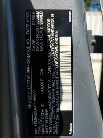 2023 Polestar 2 VIN: YSMEG3KA4PL158802 Lot: 59357834