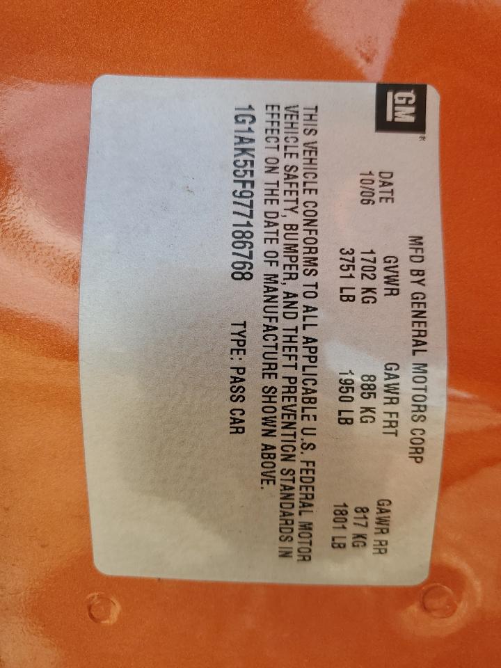 1G1AK55F977186768 2007 Chevrolet Cobalt Ls