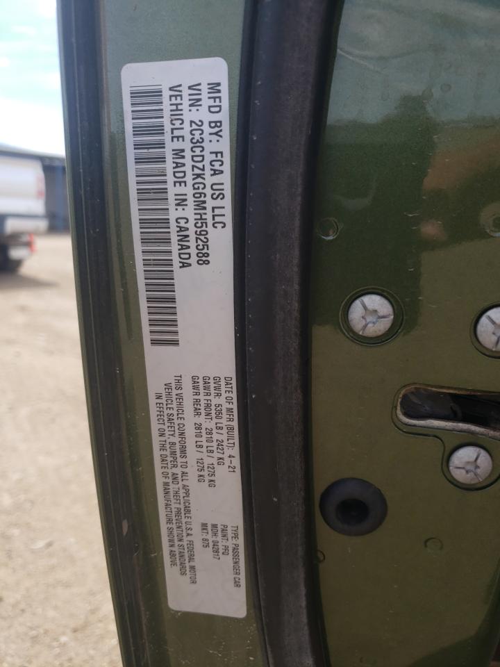 2C3CDZKG6MH592588 2021 Dodge Challenger Gt