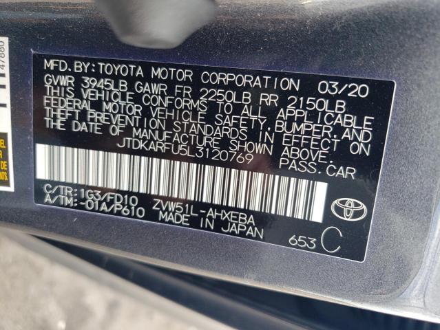 2020 Toyota Prius L VIN: JTDKARFU5L3120769 Lot: 60737834