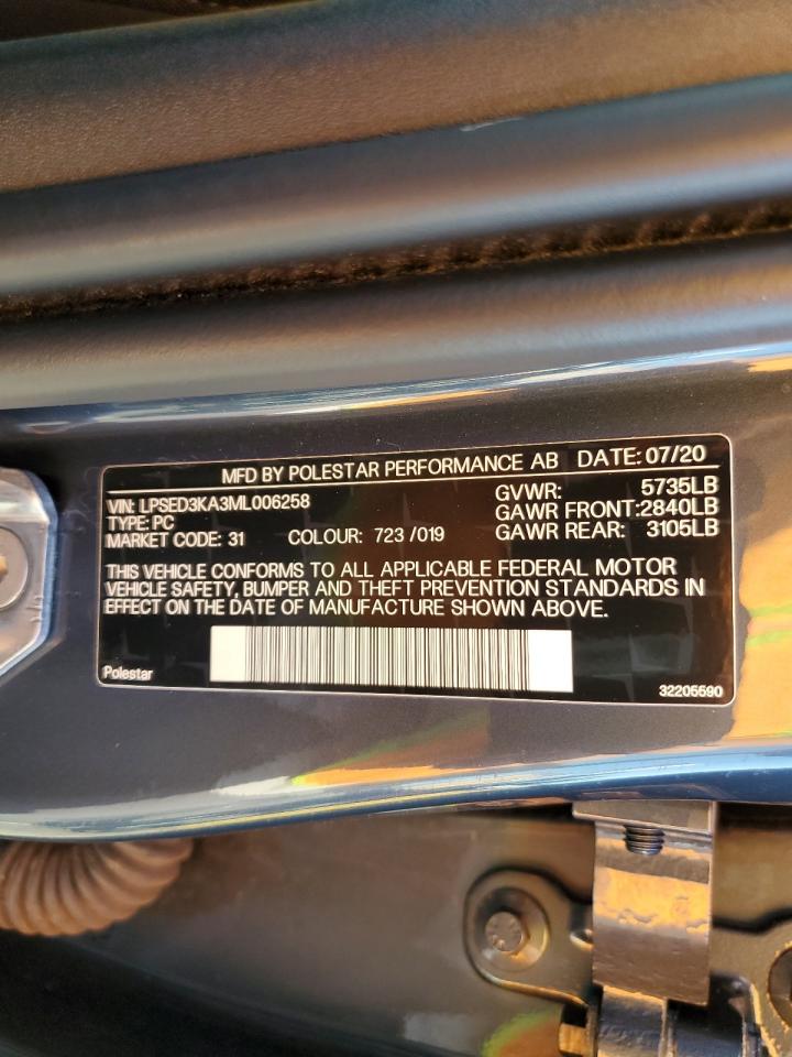 LPSED3KA3ML006258 2021 Polestar 2