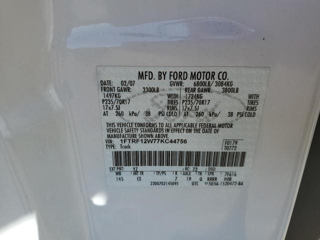 2007 Ford F150 VIN: 1FTRF12W77KC44756 Lot: 61033674