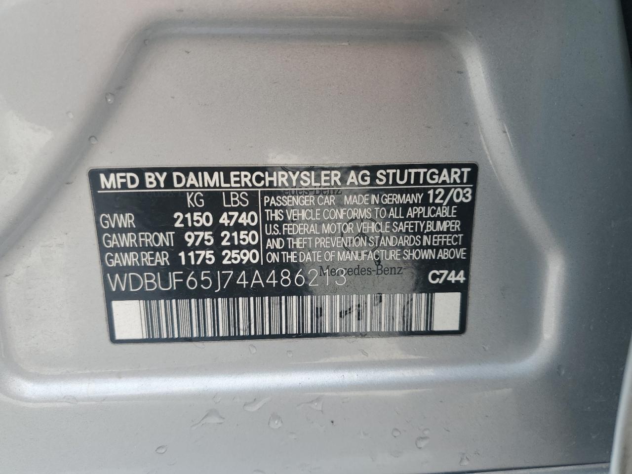 WDBUF65J74A486213 2004 Mercedes-Benz E 320