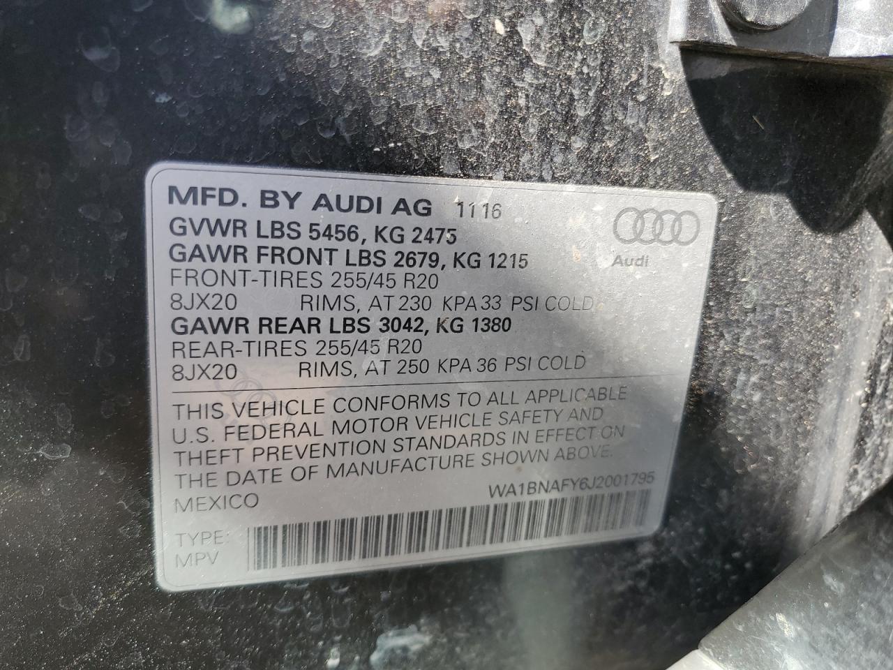 WA1BNAFY6J2001795 2018 Audi Q5 Premium Plus