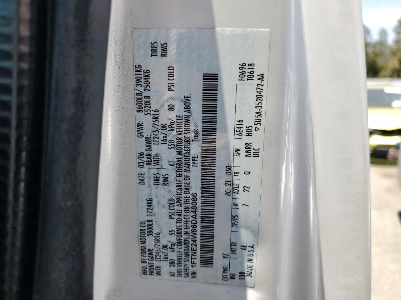 1FTNE24W66DA48086 2006 Ford Econoline E250 Van