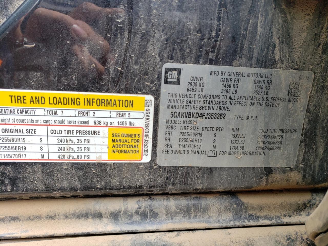 5GAKVBKD4FJ353352 2015 Buick Enclave