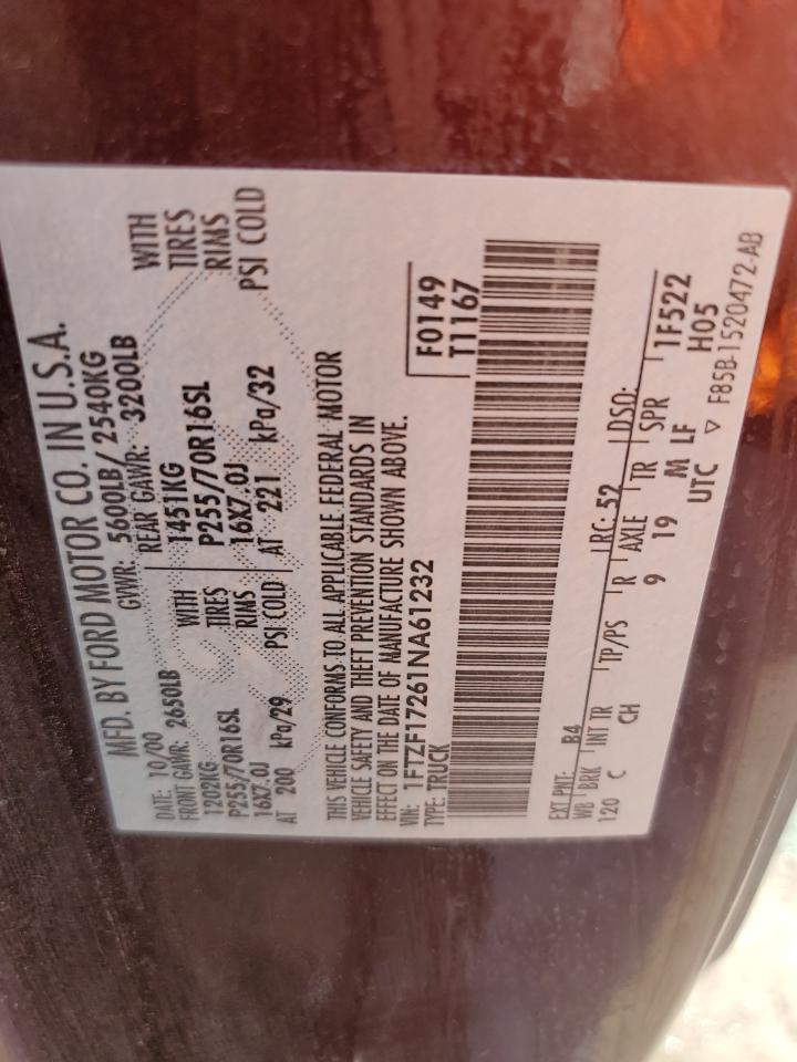 1FTZF17261NA61232 2001 Ford F150