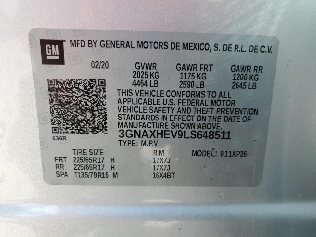 2020 Chevrolet Equinox Ls VIN: 3GNAXHEV9LS648511 Lot: 59495884