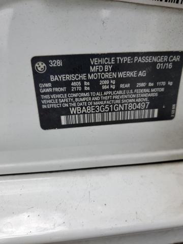 2016 BMW 328 Xi Sulev VIN: WBA8E3G51GNT80497 Lot: 57426504