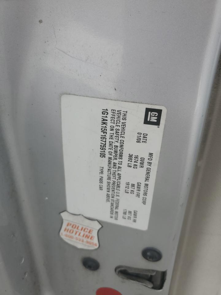 1G1AK15F167759105 2006 Chevrolet Cobalt Ls