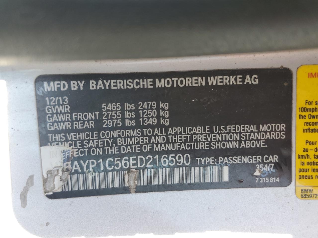 WBAYP1C56ED216590 2014 BMW 650 Xi