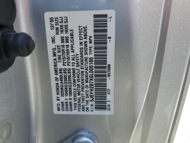 2006 Honda Element Ex VIN: 5J6YH287X6L006186 Lot: 59774434