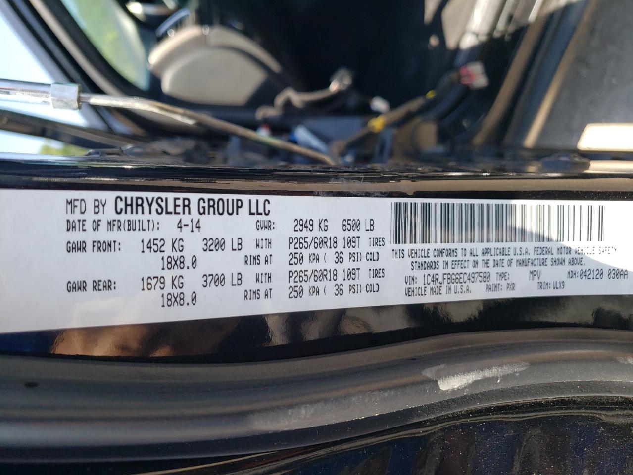 1C4RJFBG6EC497580 2014 Jeep Grand Cherokee Limited