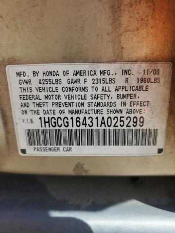 2001 Honda Accord Lx VIN: 1HGCG16431A025299 Lot: 60969424