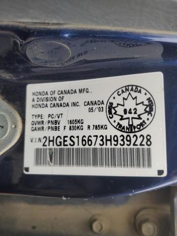 2003 Honda Civic Lx VIN: 2HGES16673H939228 Lot: 58907414