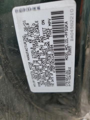 2001 Toyota Sienna Le VIN: 4T3ZF13CX1U411694 Lot: 59091364