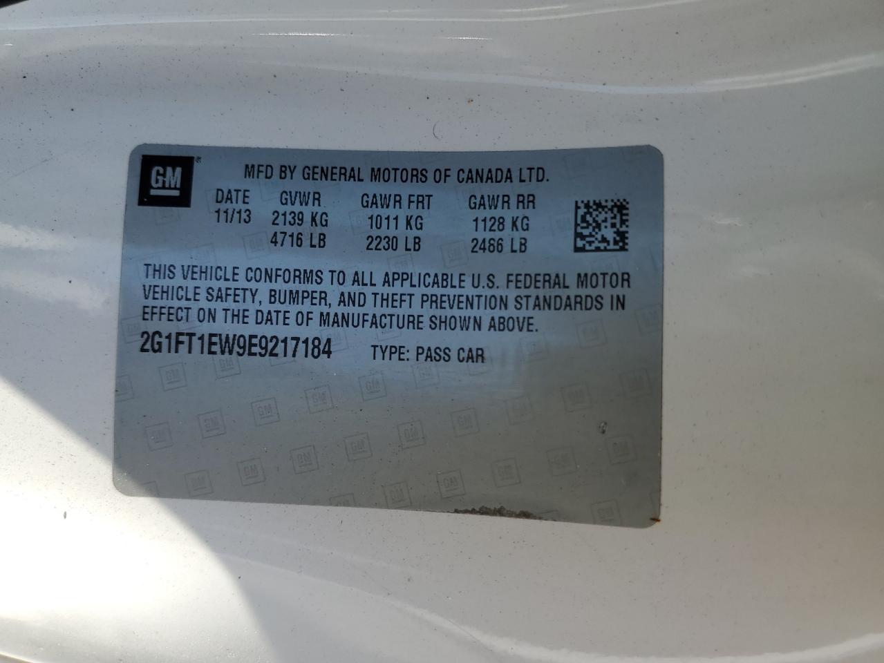 2G1FT1EW9E9217184 2014 Chevrolet Camaro 2Ss