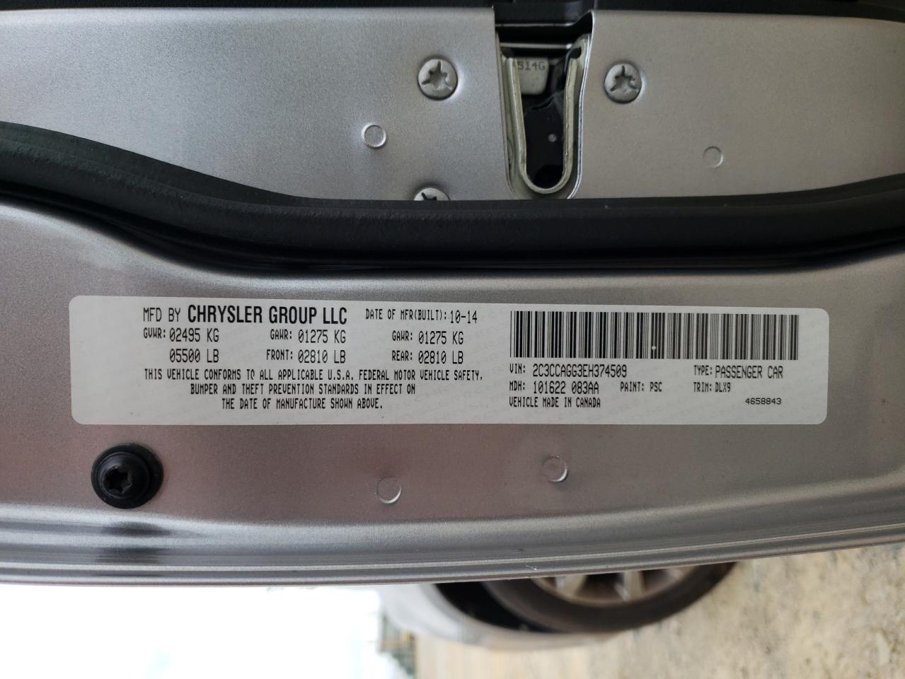 2C3CCAGG3EH374509 2014 Chrysler 300 S