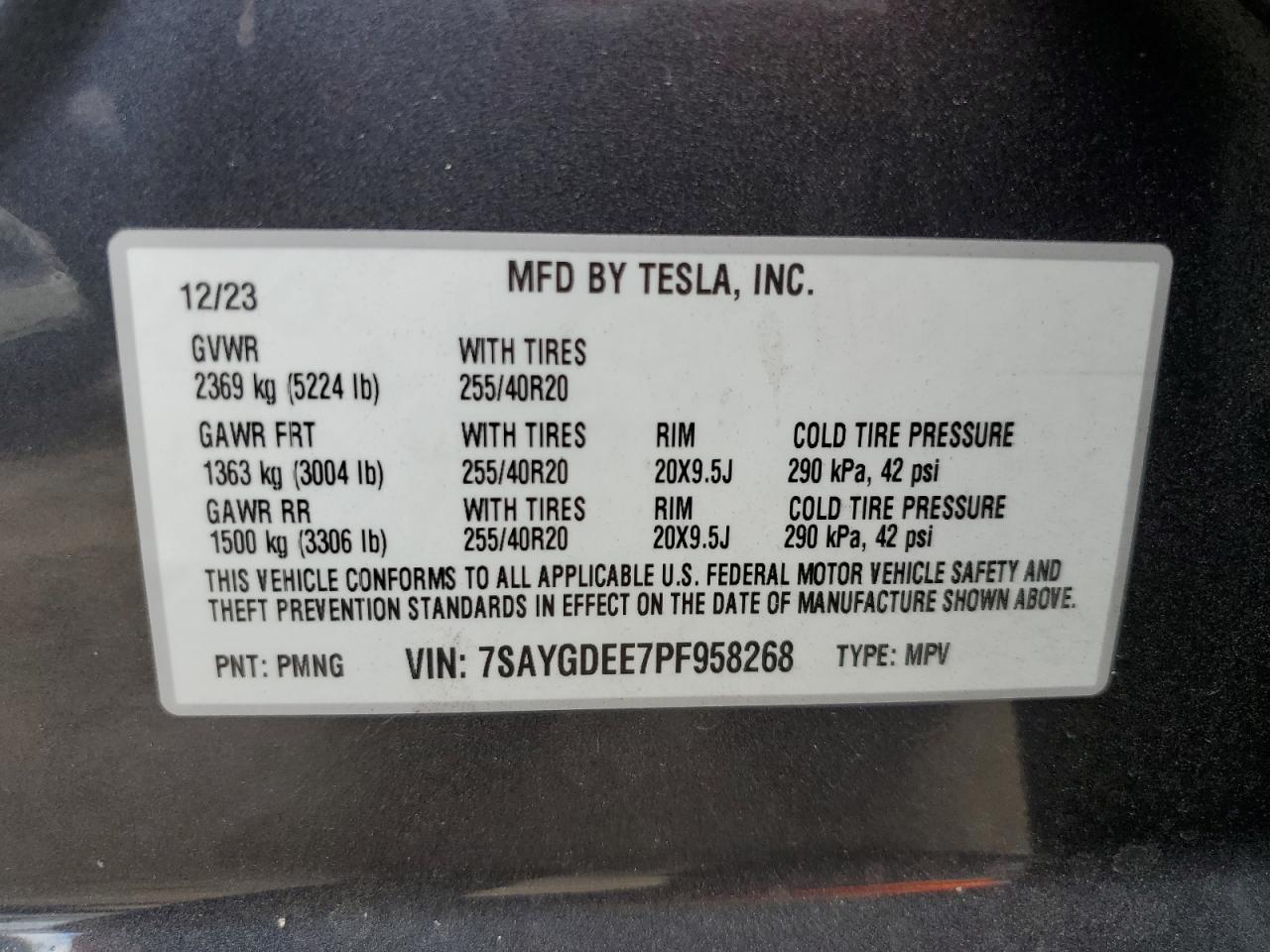 7SAYGDEE7PF958268 2023 Tesla Model Y