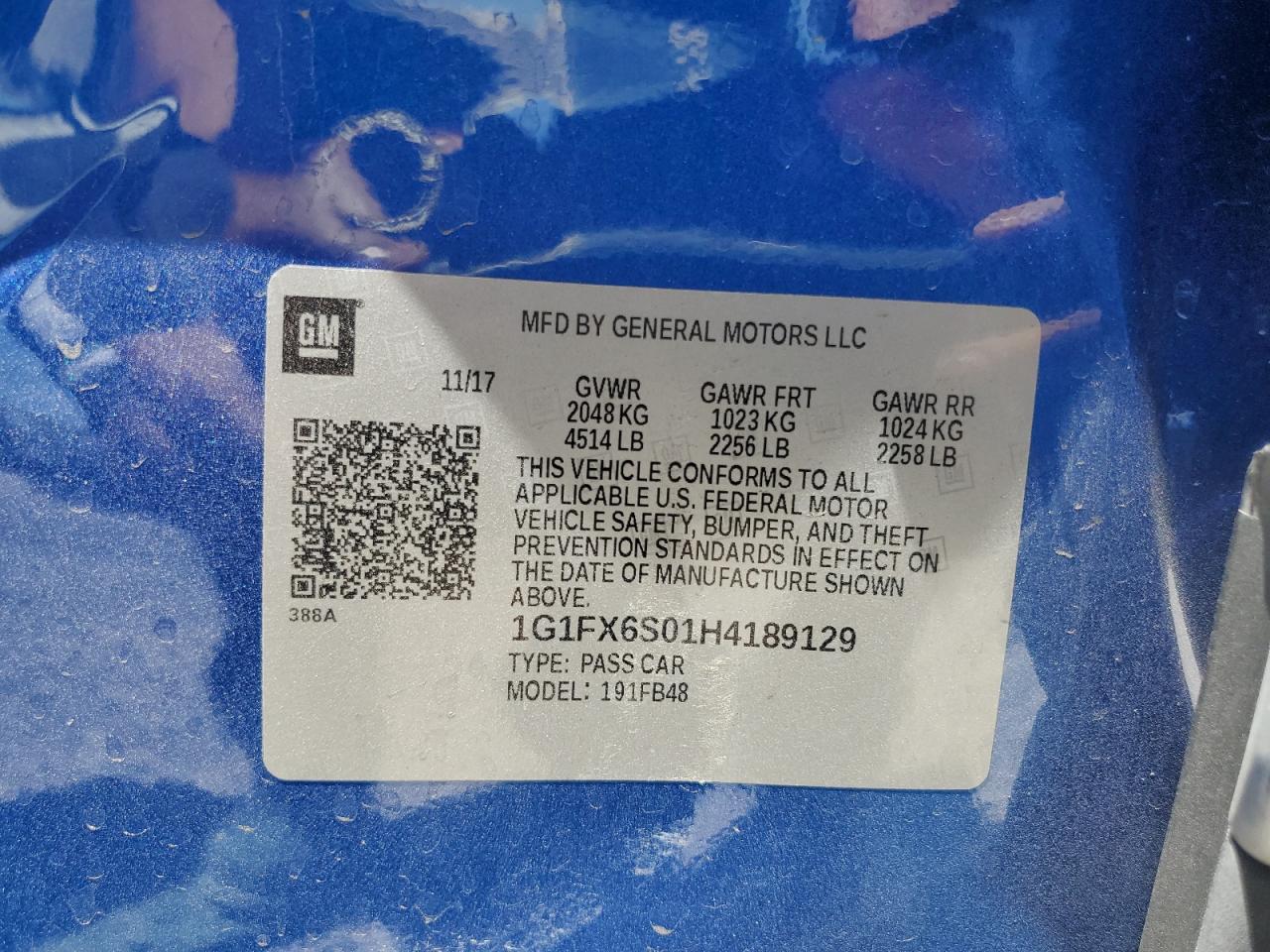 1G1FX6S01H4189129 2017 Chevrolet Bolt Ev Premier