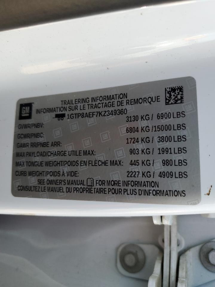 1GTP8AEF7KZ349360 2019 GMC Sierra C1500