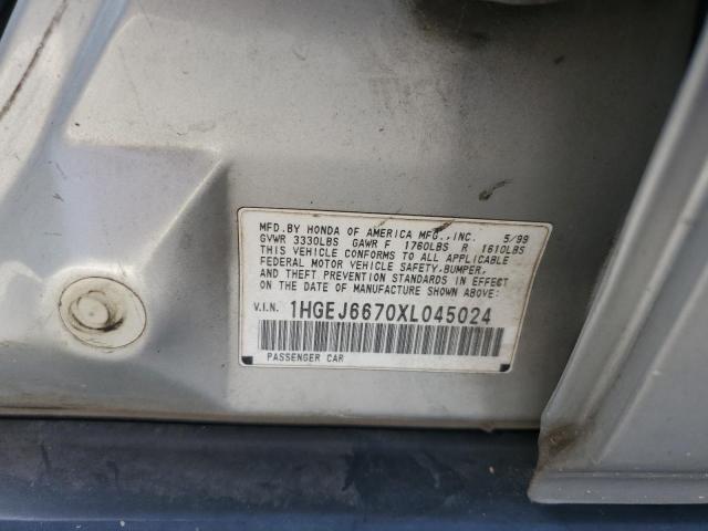 1999 Honda Civic Lx VIN: 1HGEJ6670XL045024 Lot: 57767244