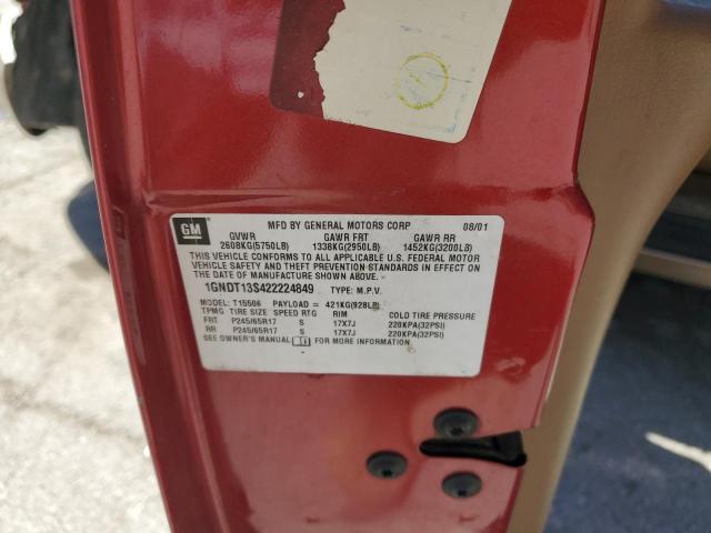 2002 Chevrolet Trailblazer VIN: 1GNDT13S422224849 Lot: 58036524