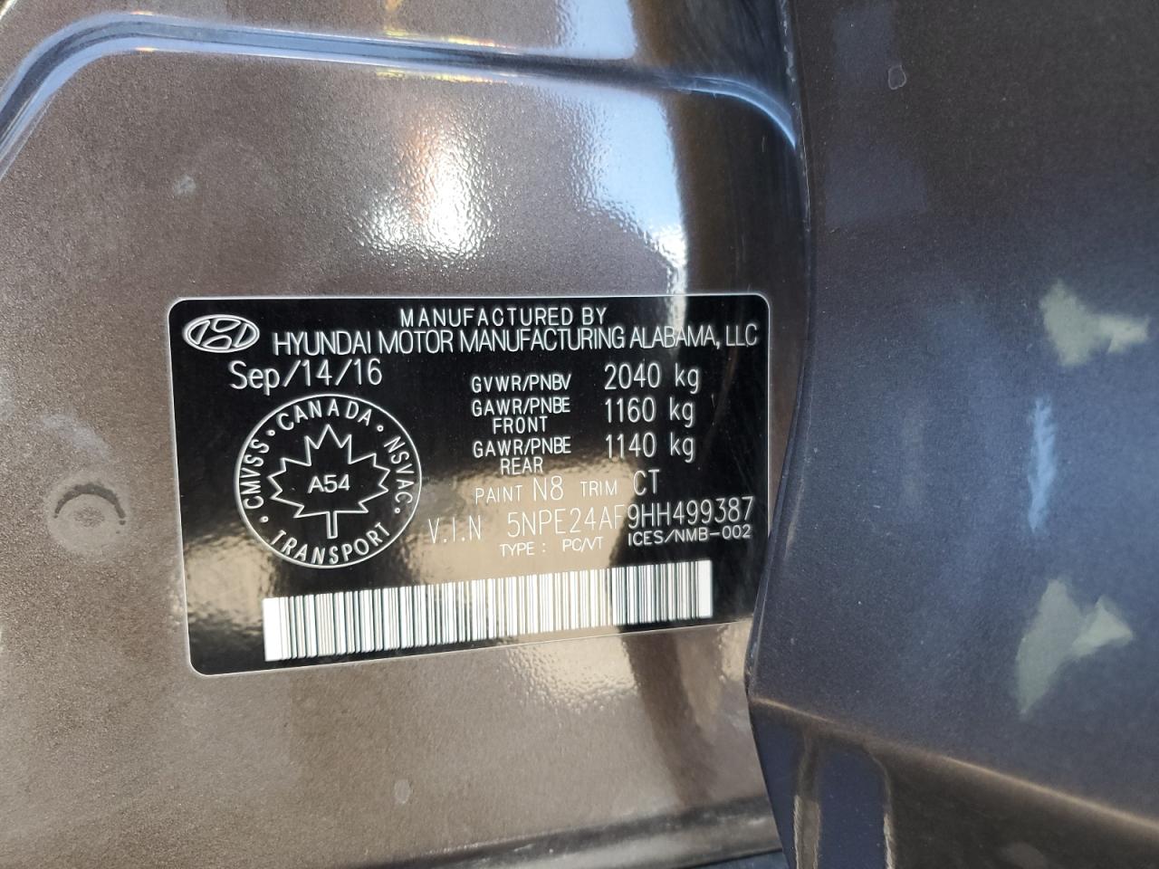 5NPE24AF9HH499387 2017 Hyundai Sonata Se