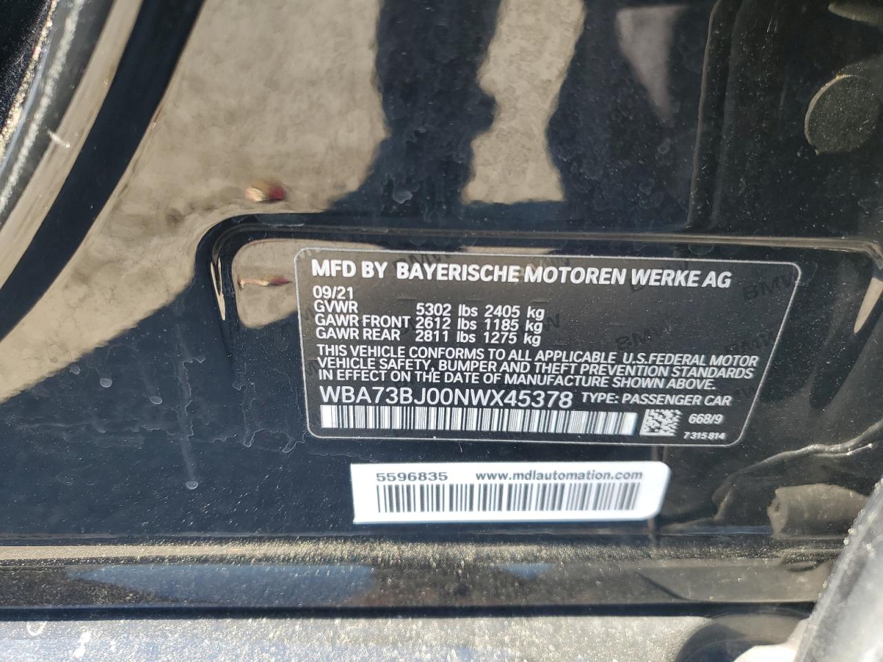 WBA73BJ00NWX45378 2022 BMW 540 Xi