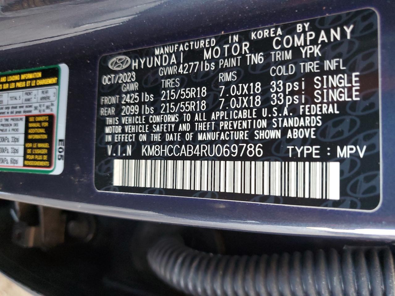 KM8HCCAB4RU069786 2024 Hyundai Kona Sel