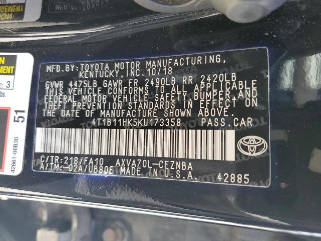 VIN 4T1B11HK5KU173358 2019 Toyota Camry, L no.12