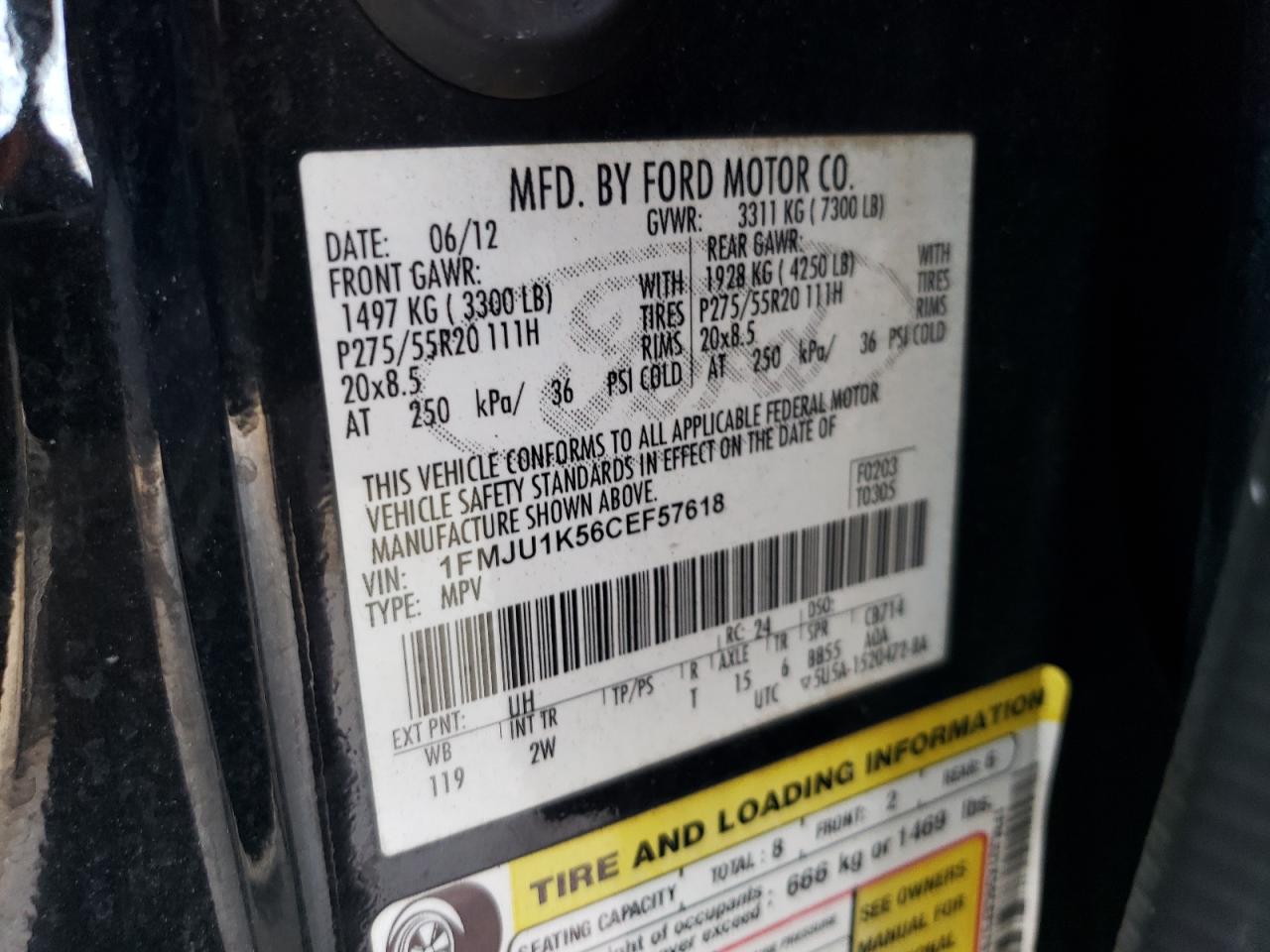 1FMJU1K56CEF57618 2012 Ford Expedition Limited