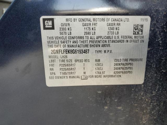 2016 CHEVROLET EQUINOX LT - 2GNFLFEK8G6193487