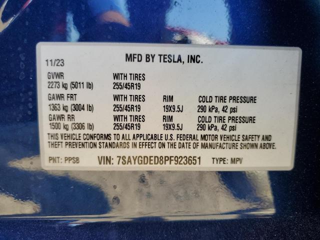 2023 Tesla Model Y VIN: 7SAYGDED8PF923651 Lot: 57422394