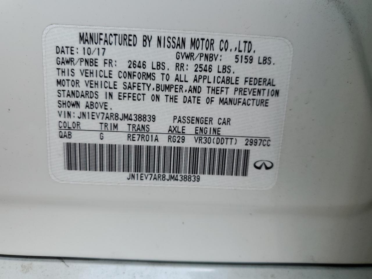 JN1EV7AR8JM438839 2018 Infiniti Q50 Luxe