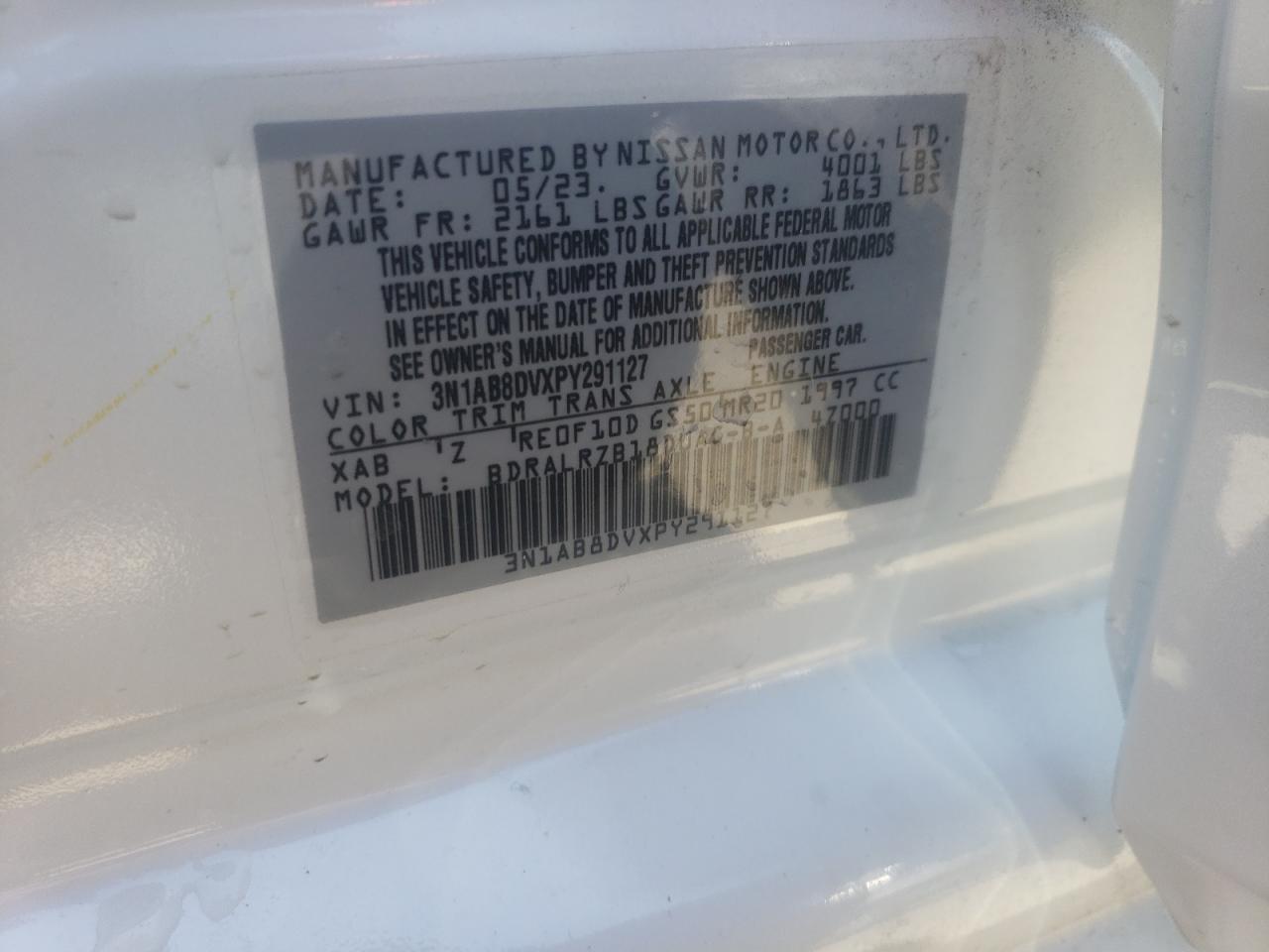 3N1AB8DVXPY291127 2023 Nissan Sentra Sr