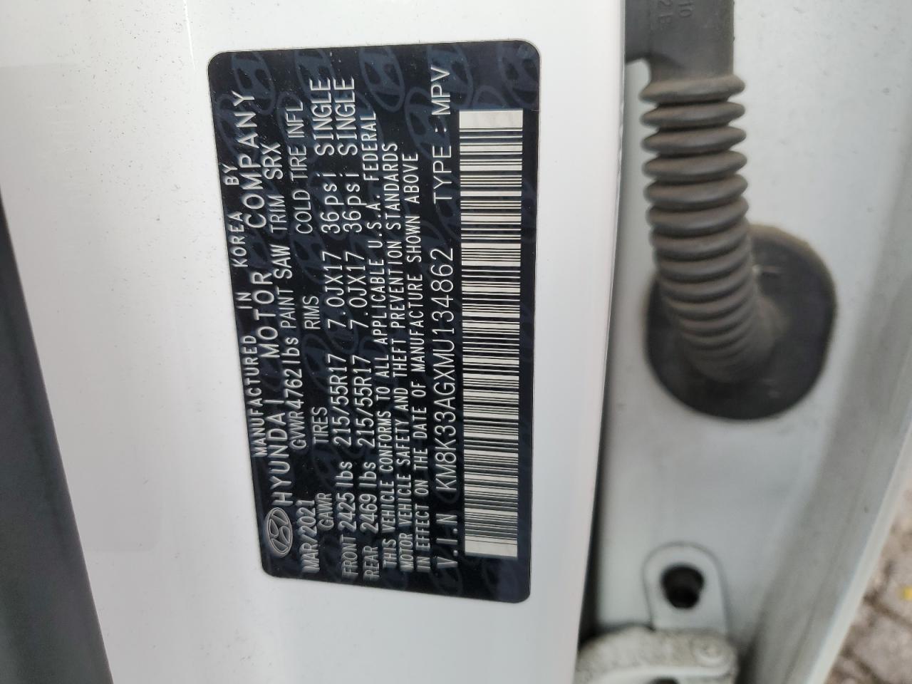 KM8K33AGXMU134862 2021 Hyundai Kona Limited