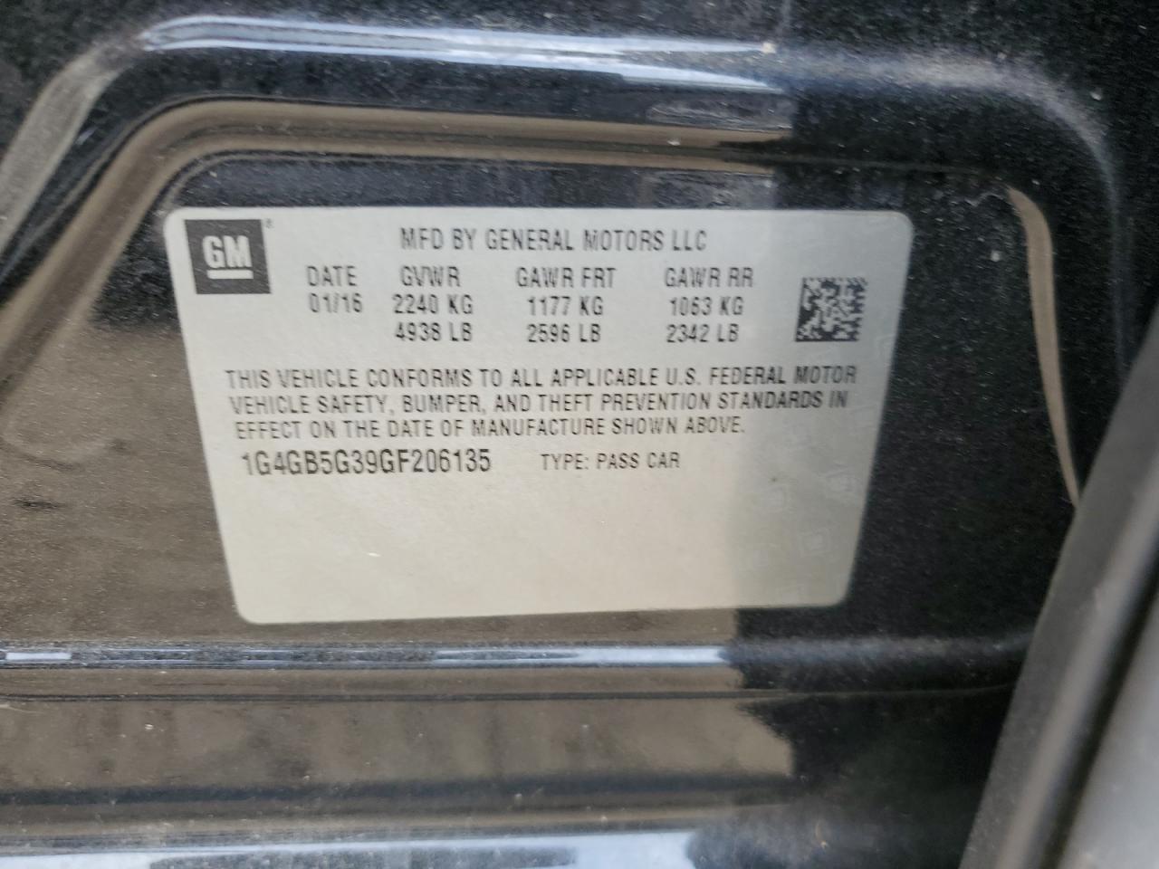 1G4GB5G39GF206135 2016 Buick Lacrosse