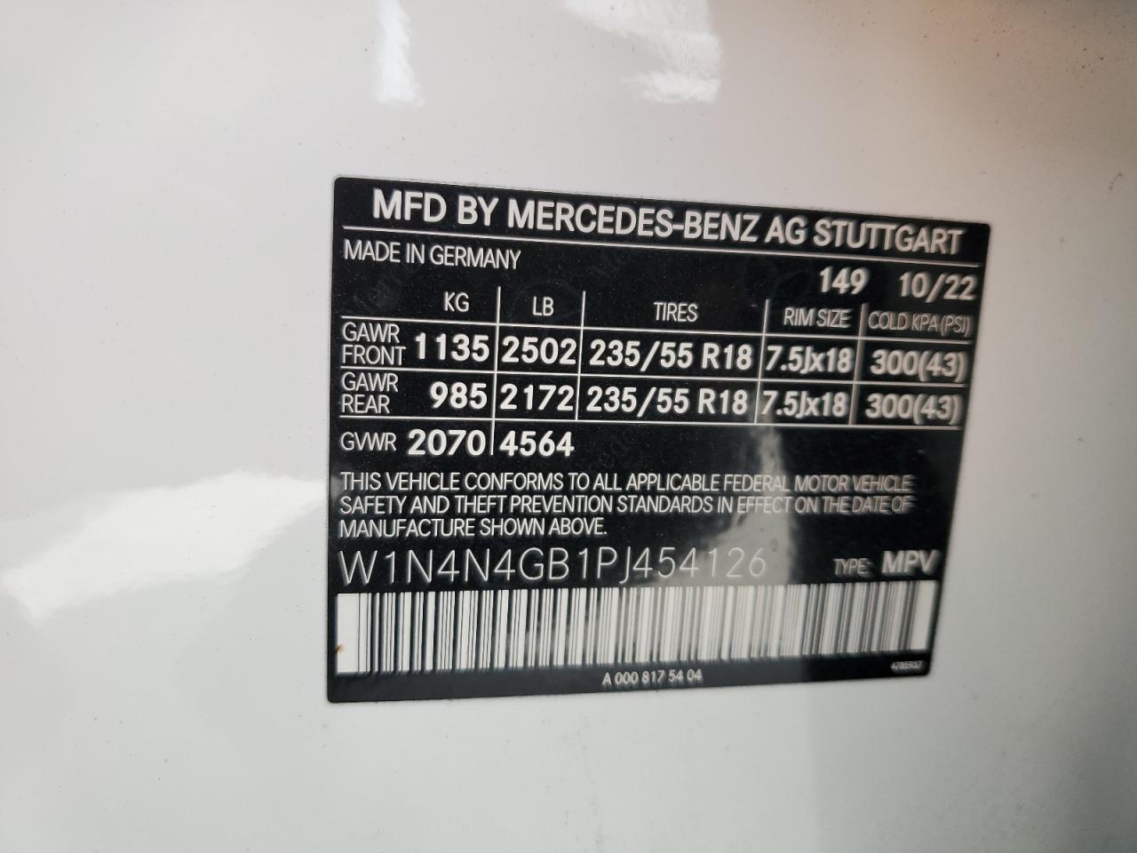 W1N4N4GB1PJ454126 2023 Mercedes-Benz Gla 250