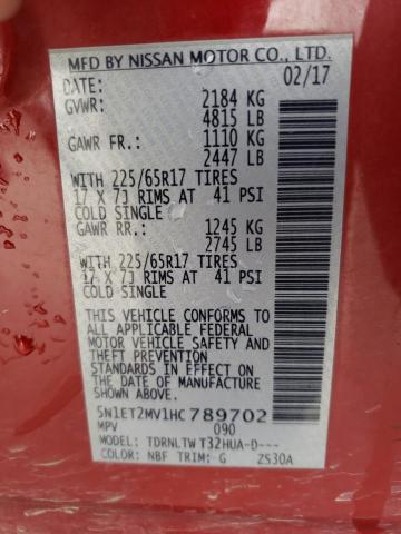 2017 NISSAN ROGUE SV H 5N1ET2MV1HC789702