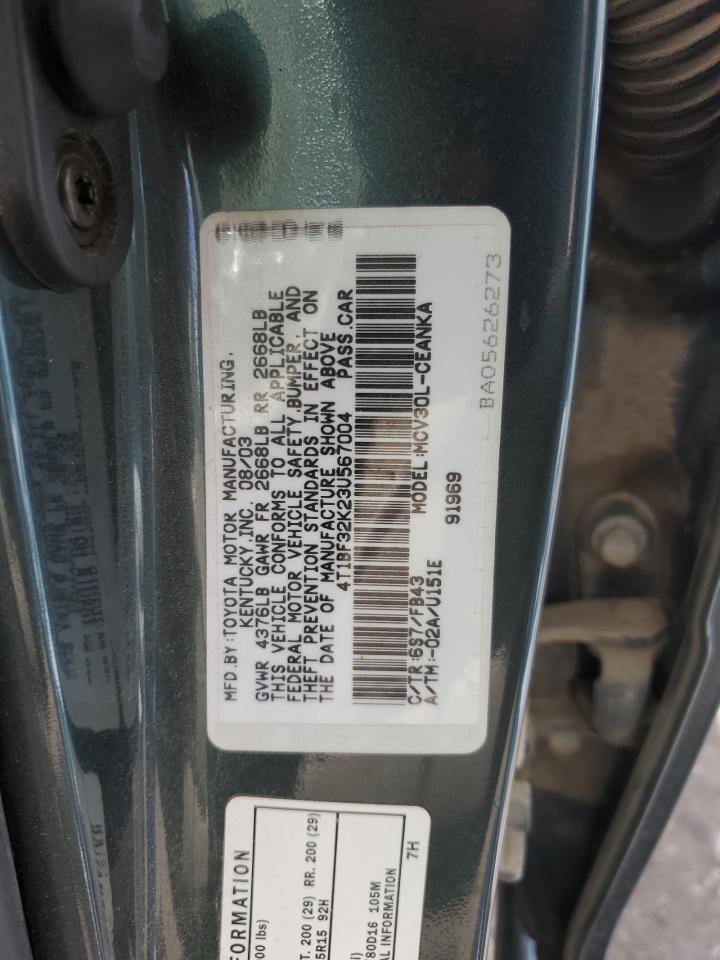 4T1BF32K23U567004 2003 Toyota Camry Le