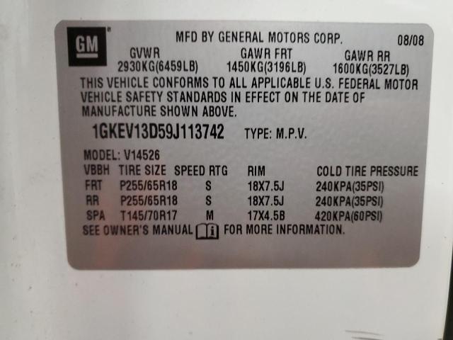 2009 GMC Acadia Sle VIN: 1GKEV13D59J113742 Lot: 58076414