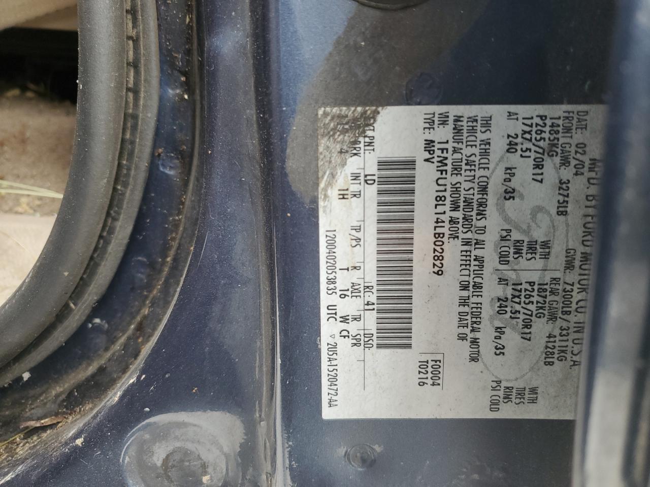 1FMFU18L14LB02829 2004 Ford Expedition Eddie Bauer