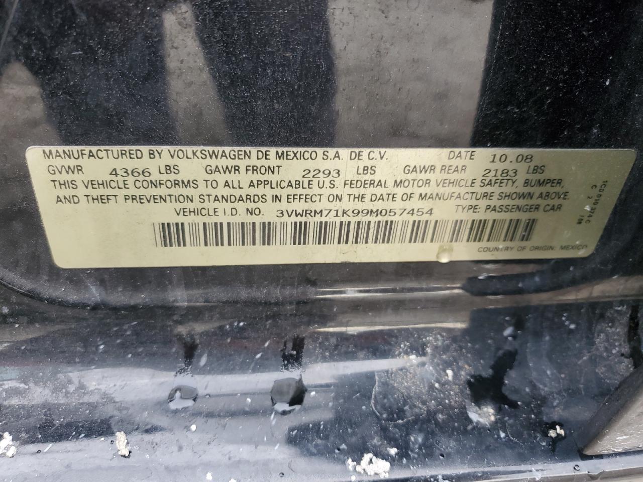 3VWRM71K99M057454 2009 Volkswagen Jetta Se