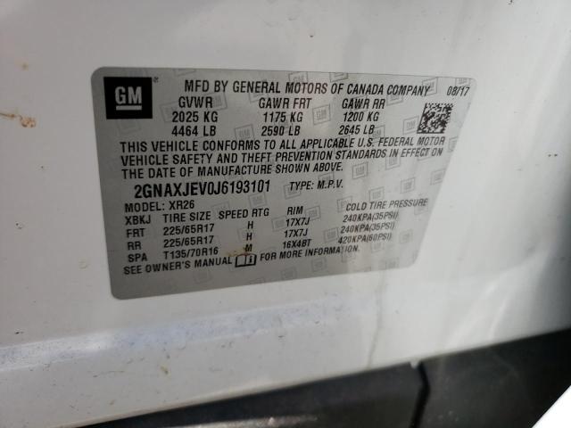 2018 Chevrolet Equinox Lt VIN: 2GNAXJEV0J6193101 Lot: 57119414