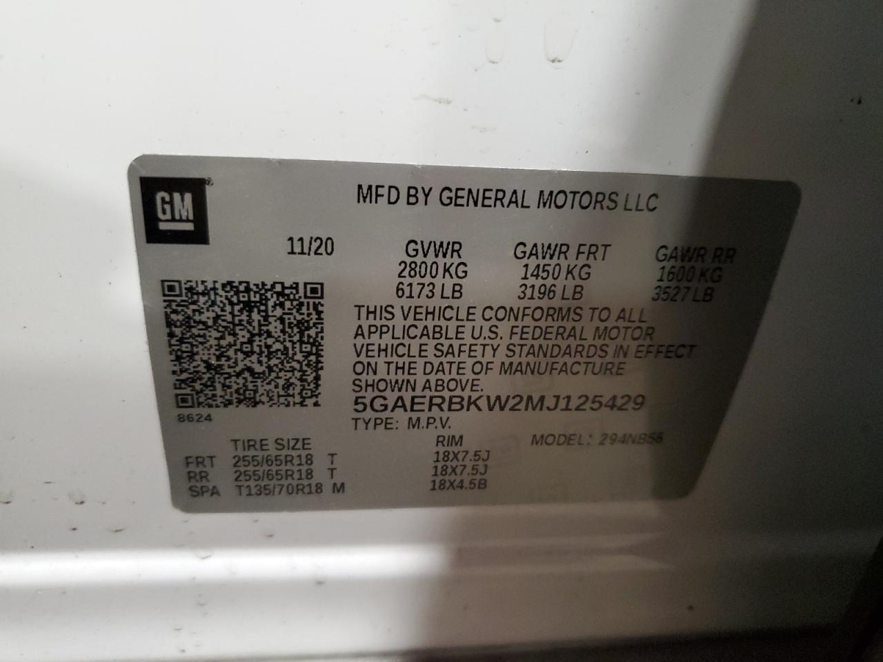 5GAERBKW2MJ125429 2021 Buick Enclave Essence