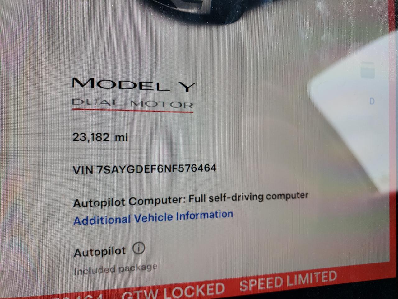 7SAYGDEF6NF576464 2022 Tesla Model Y